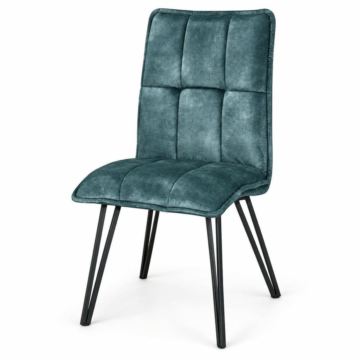Chaise en tissu pieds épingle (lot de 2) MALMOE bleu pétrole, PIER IMPORT