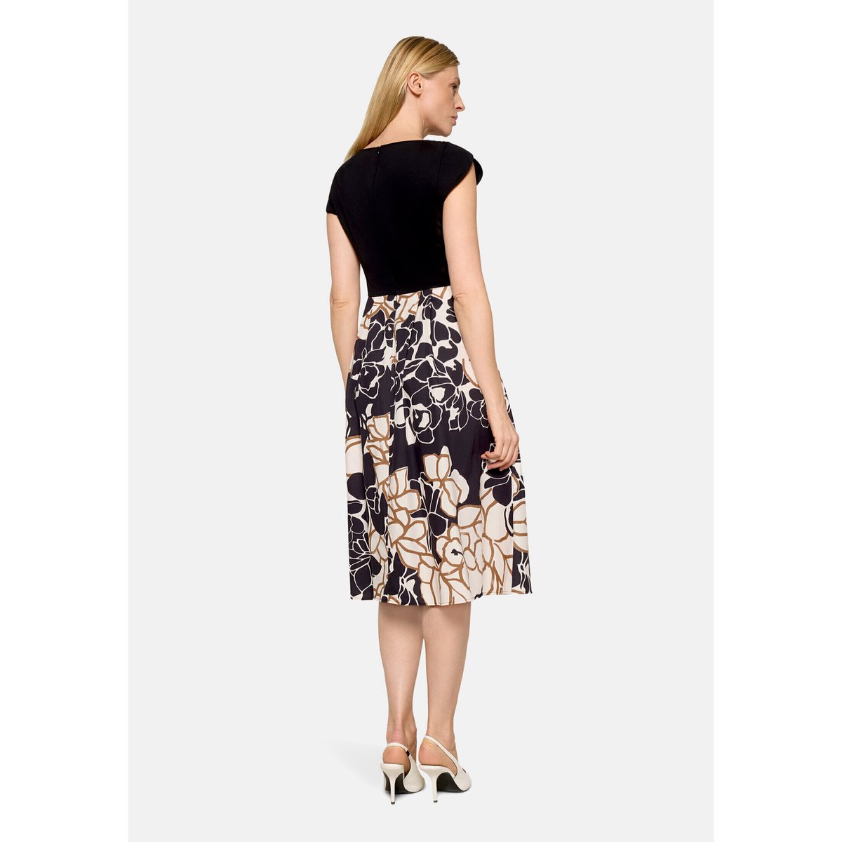 Robe droite à jupe évasée beige/noir, BETTY BARCLAY