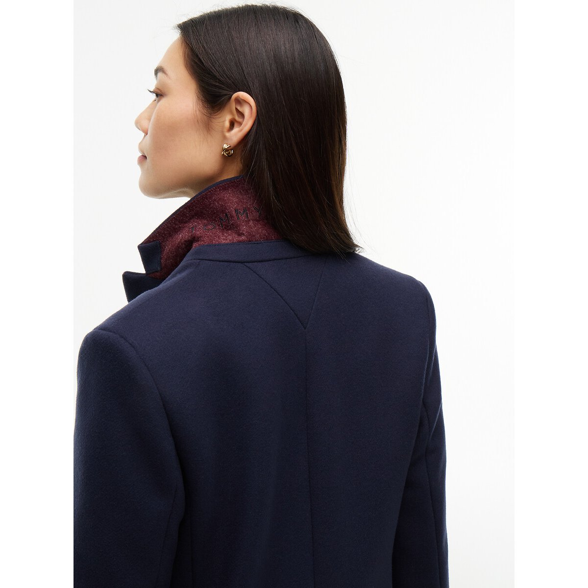 Manteau en laine mélangée marine, TOMMY HILFIGER