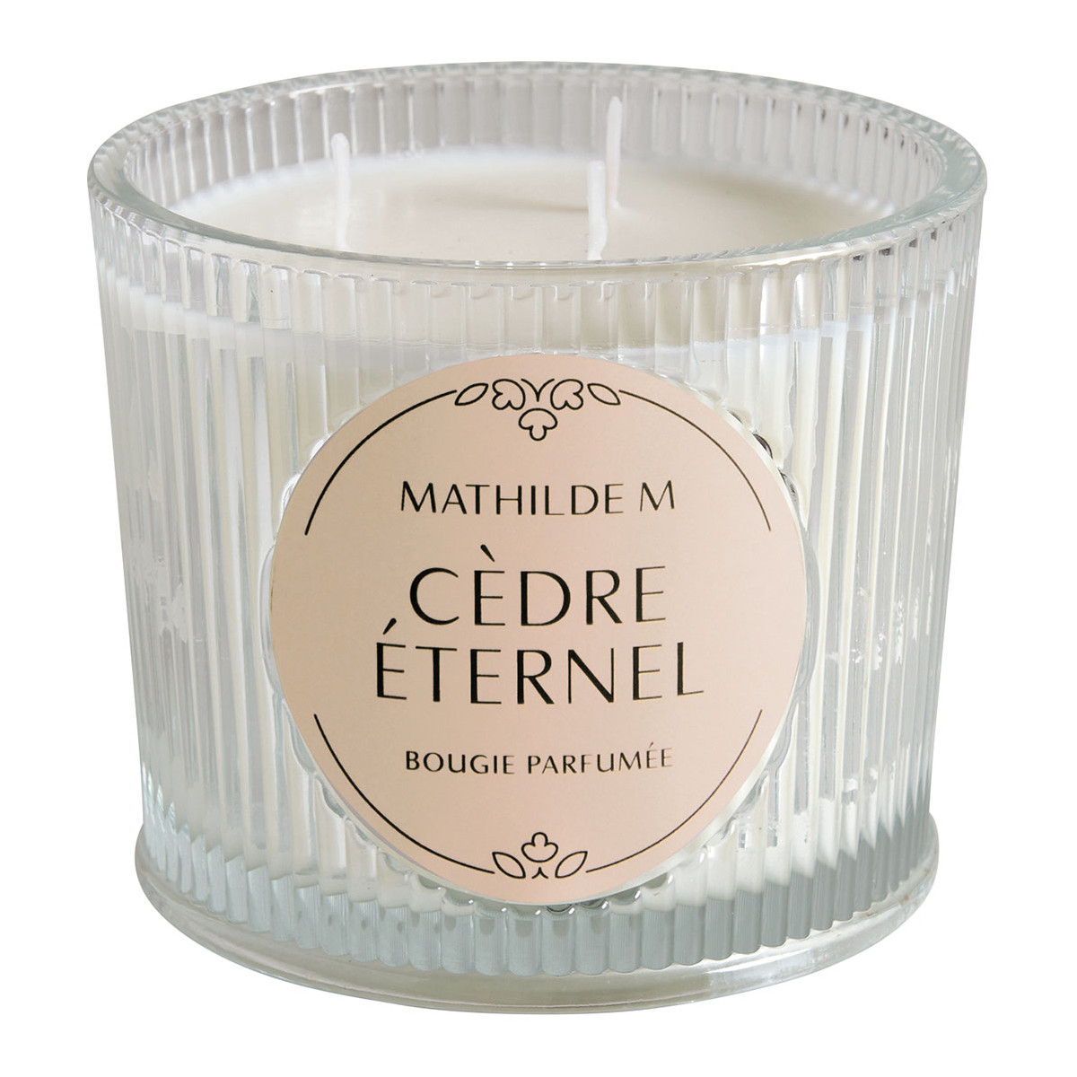 Bougie parfumée 400 g CÈDRE ÉTERNEL transparent, MATHILDE M