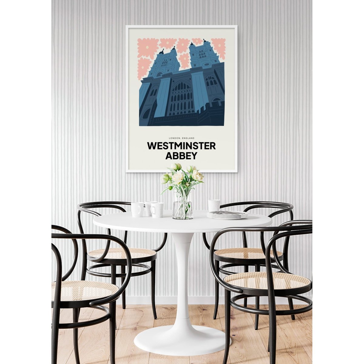 Affiche Londres Westminster Abbey blanc, L'AFFICHERIE