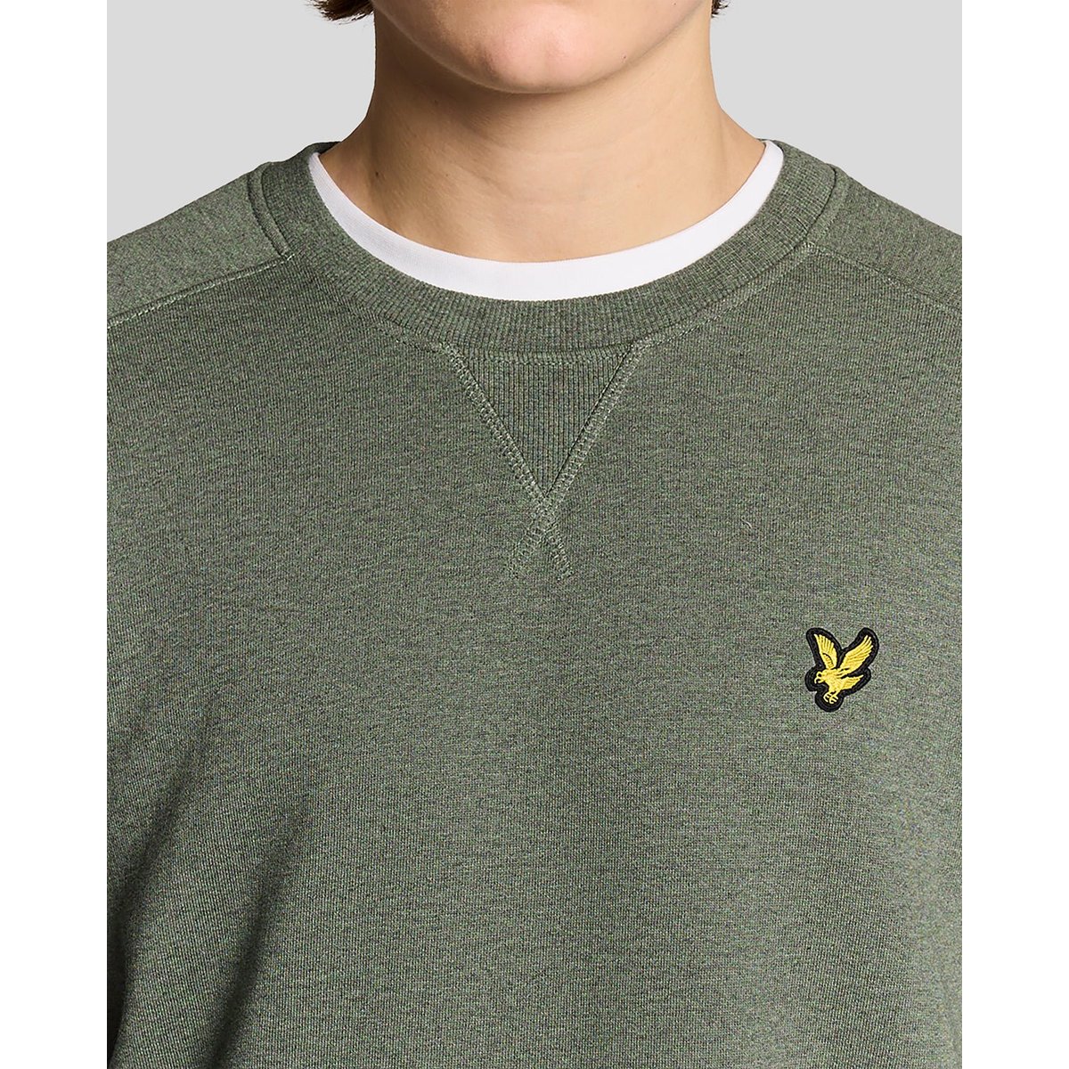 Sweat-shirt en coton chiné raglan vert kaki tri chiné, LYLE & SCOTT