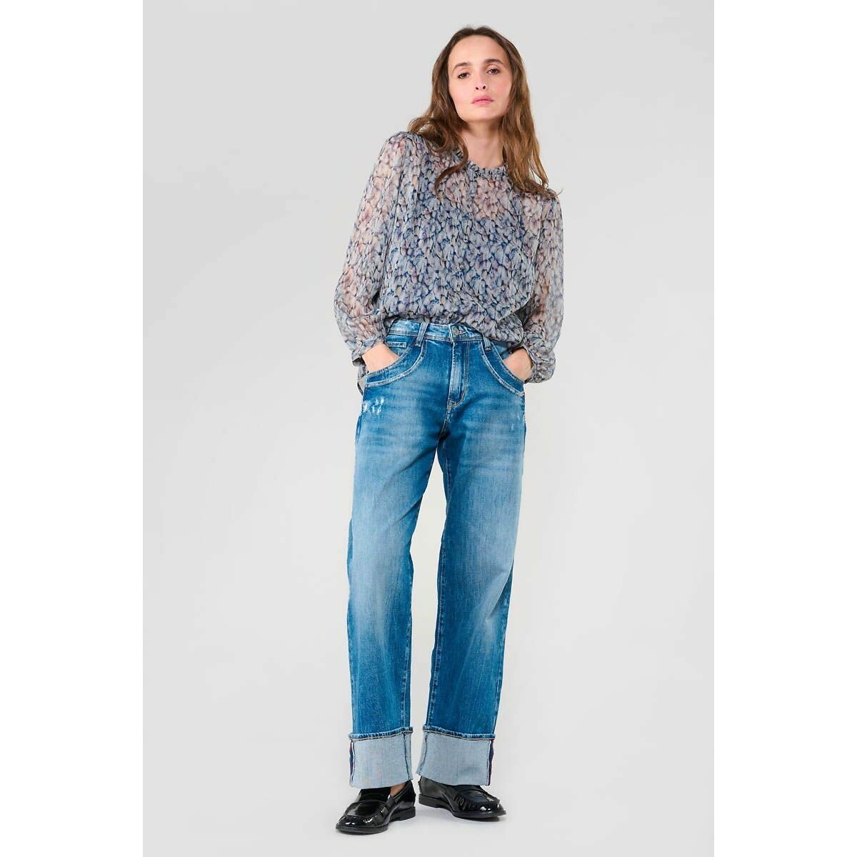 Floral Print Draping Blouse blue print, LE TEMPS DES CERISES