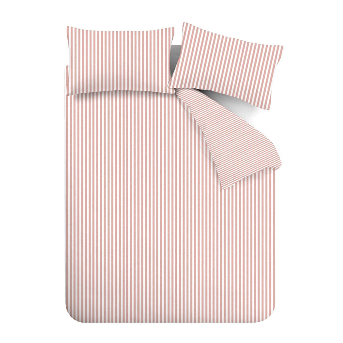 Brushed Stripe 100% Cotton Duvet Cover and Pillowcase Set blush pink, CATHERINE LANSFIELD