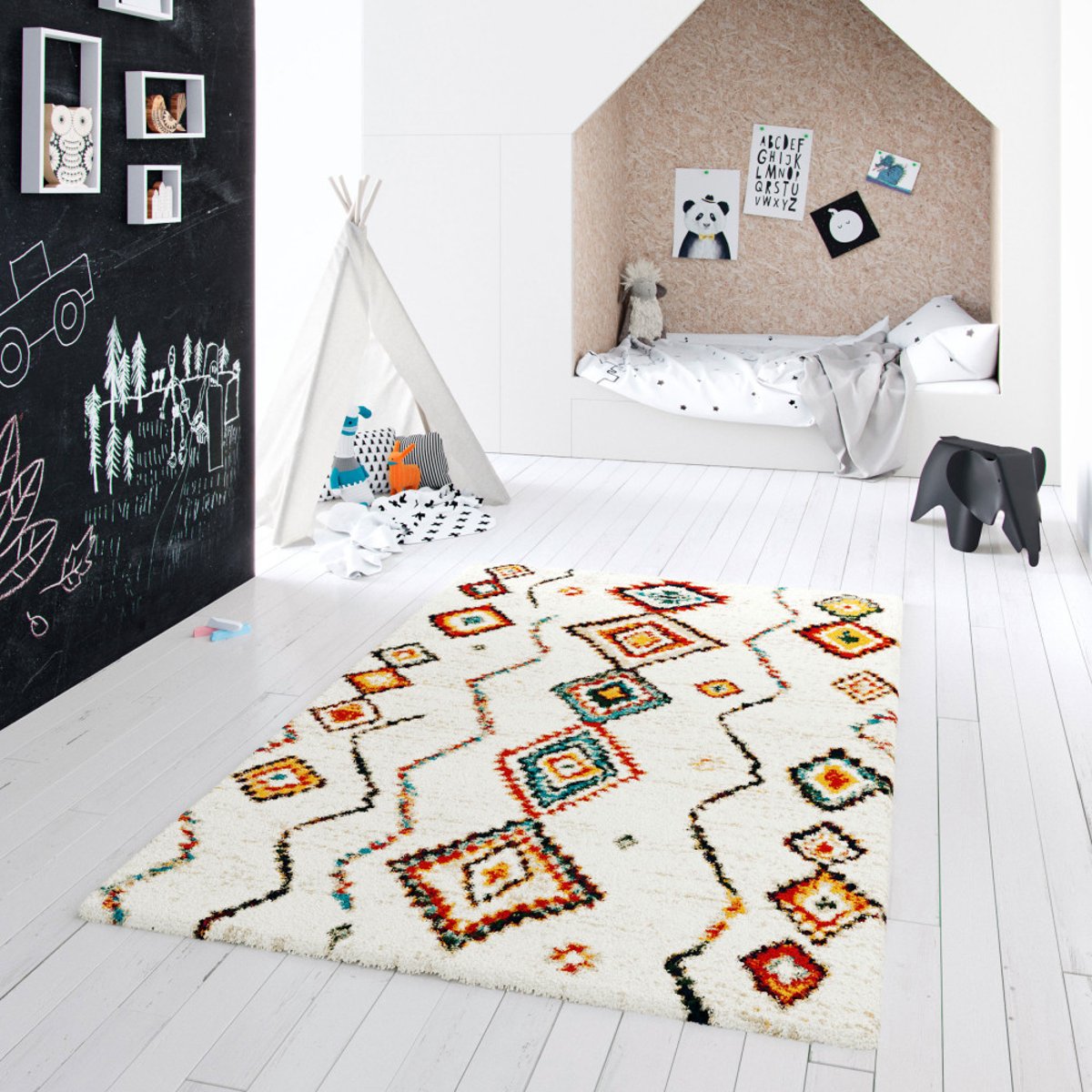 Tapis d'inspiration berbère à motif ethnique- ZAZY multicolore, DRAWER