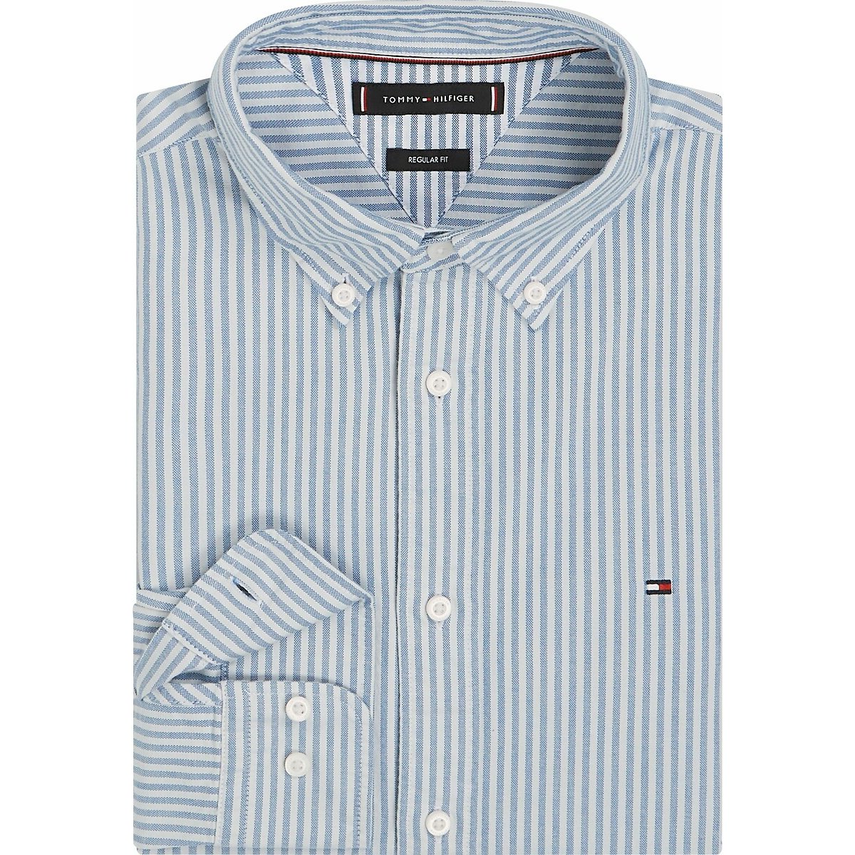 Chemise Oxford droite rayée bleu, TOMMY HILFIGER