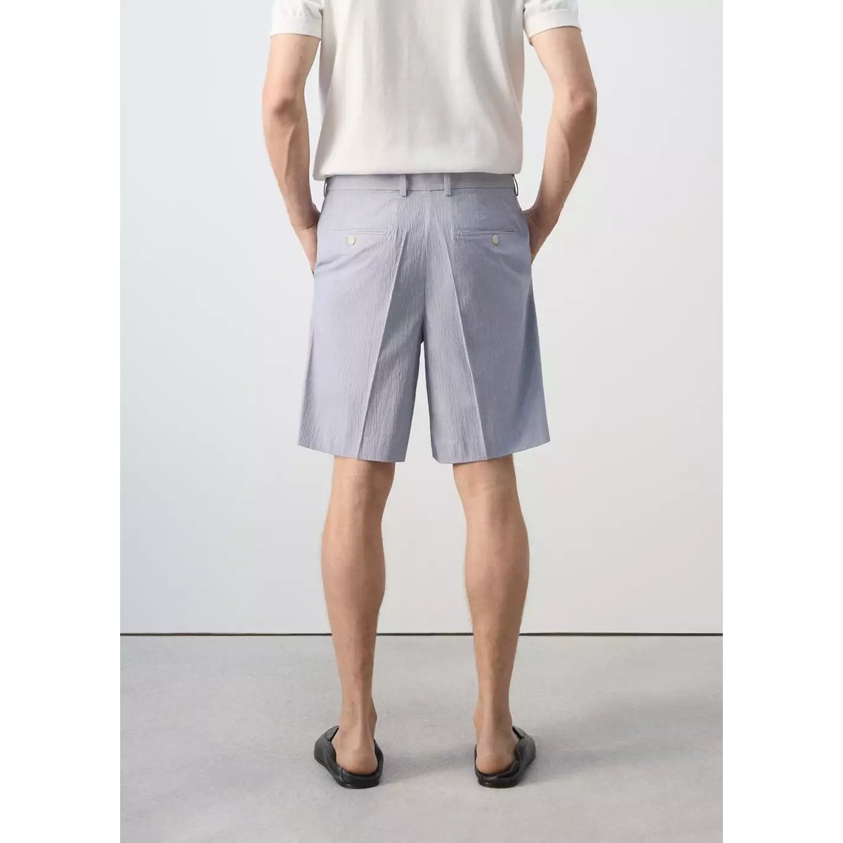 Bermuda slim fit en mélange de coton bleu ciel, MANGO MAN