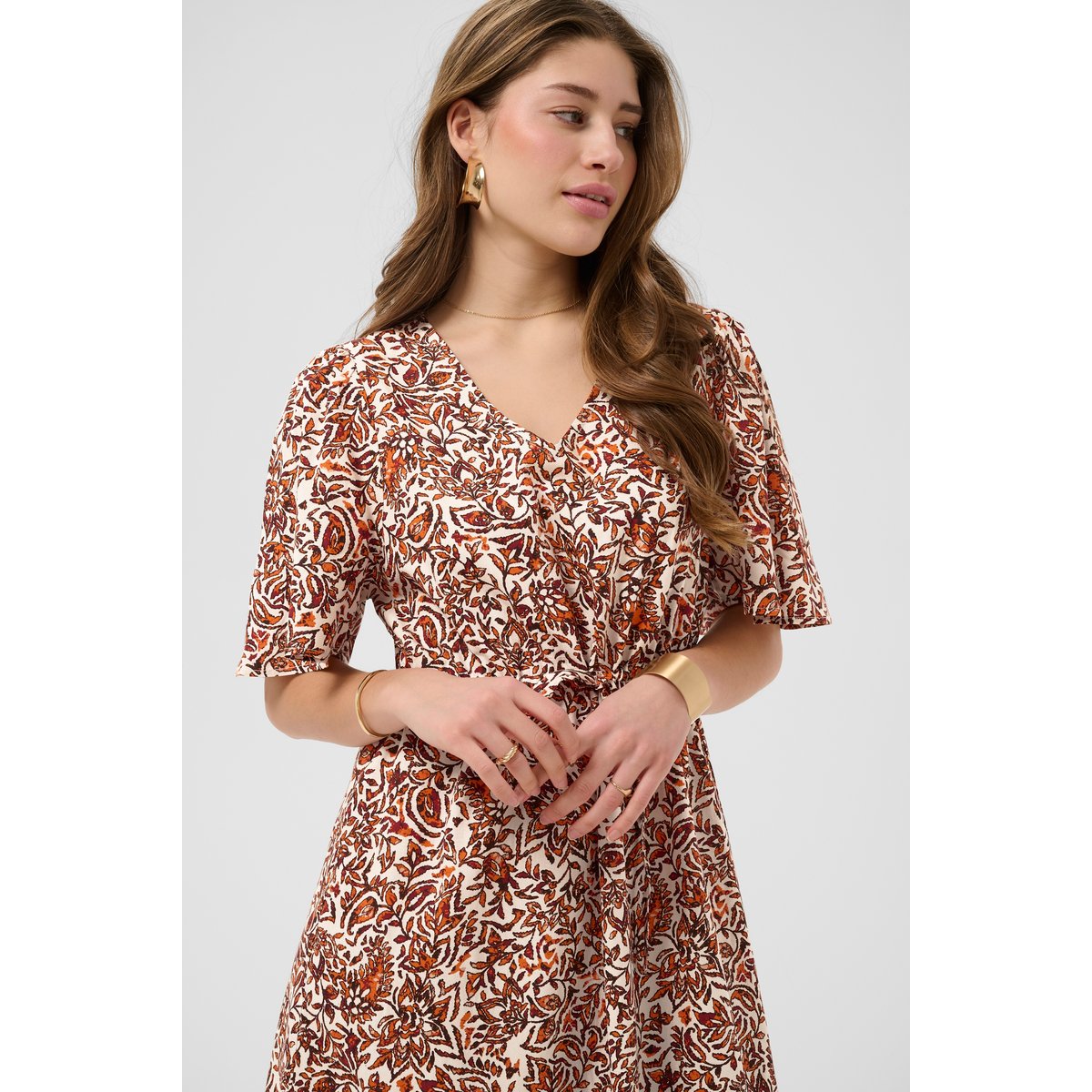 Robe orange saraza flower, CREAM