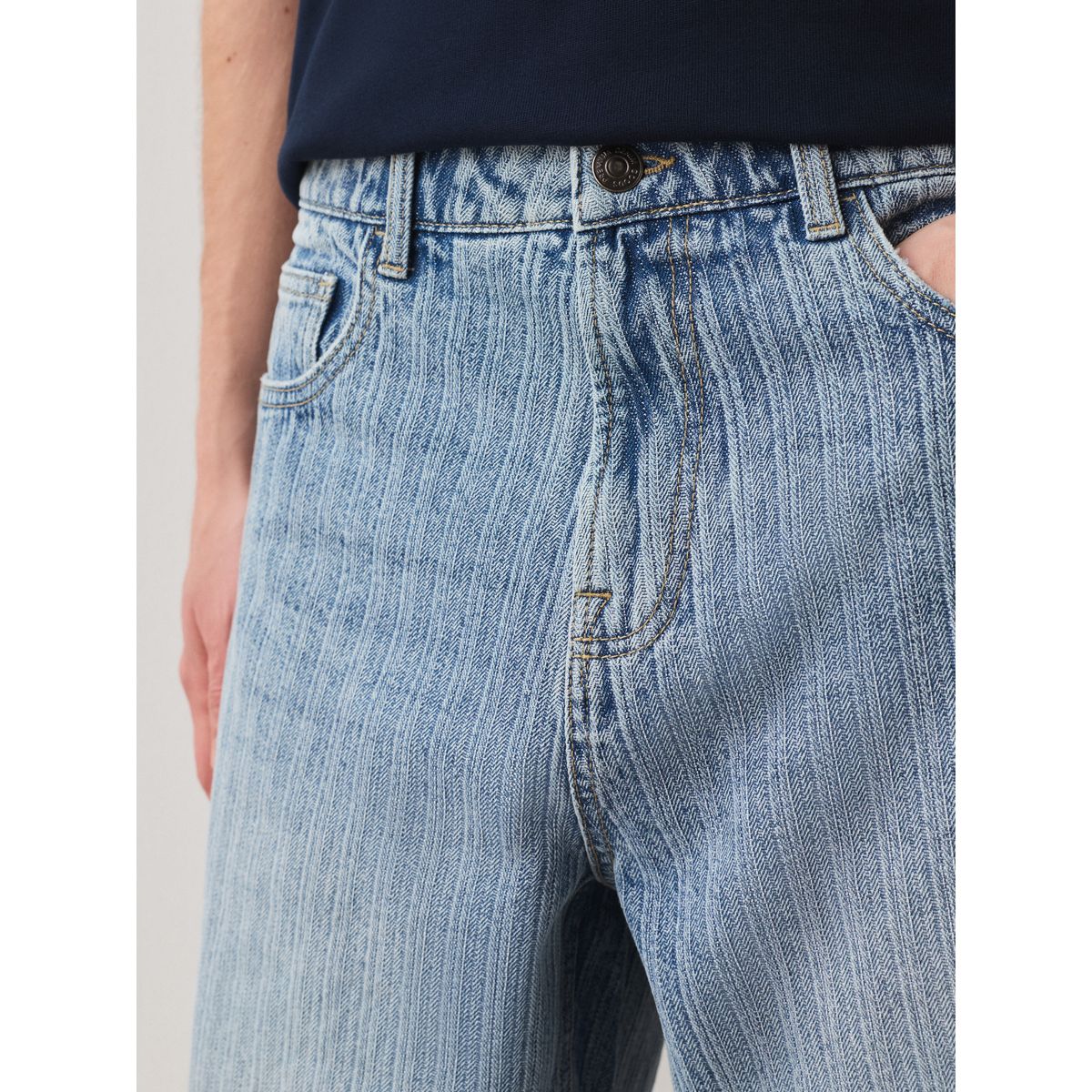Short en denim rayé bleu, NEXT