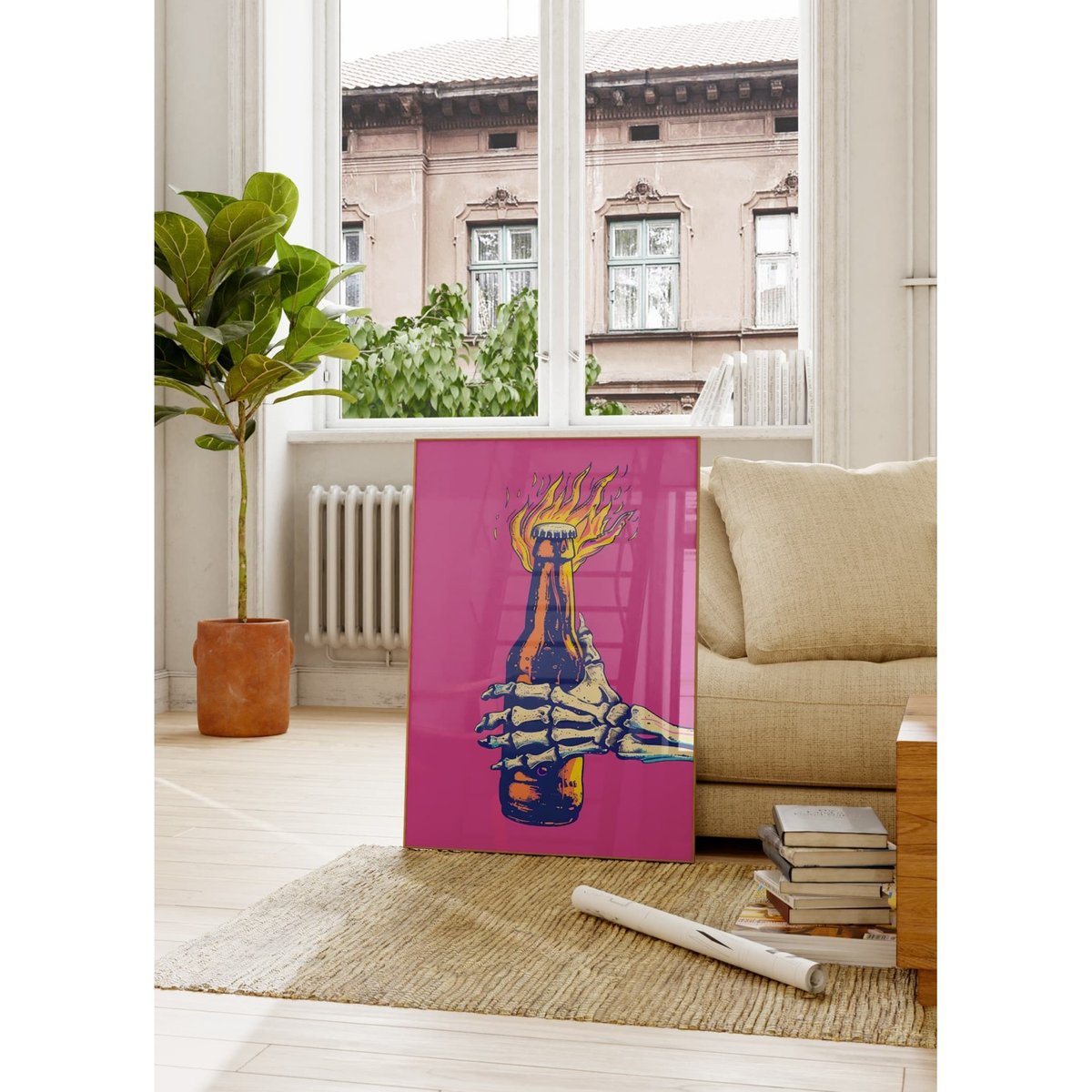 Affiche Squelette Pop Art blanc, L'AFFICHERIE