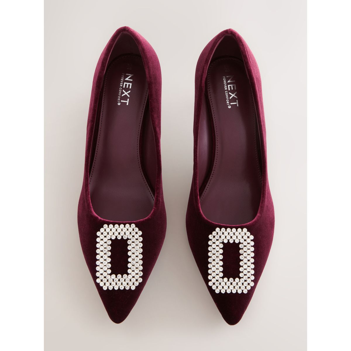 Escarpins pointus avec bijoux forever comfort velours rouge, NEXT