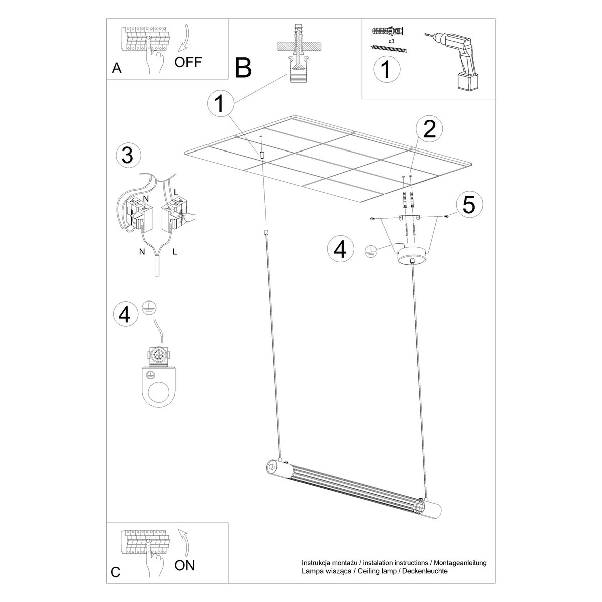 Suspension Acier Noir T8 1 Valo noir, EDEN