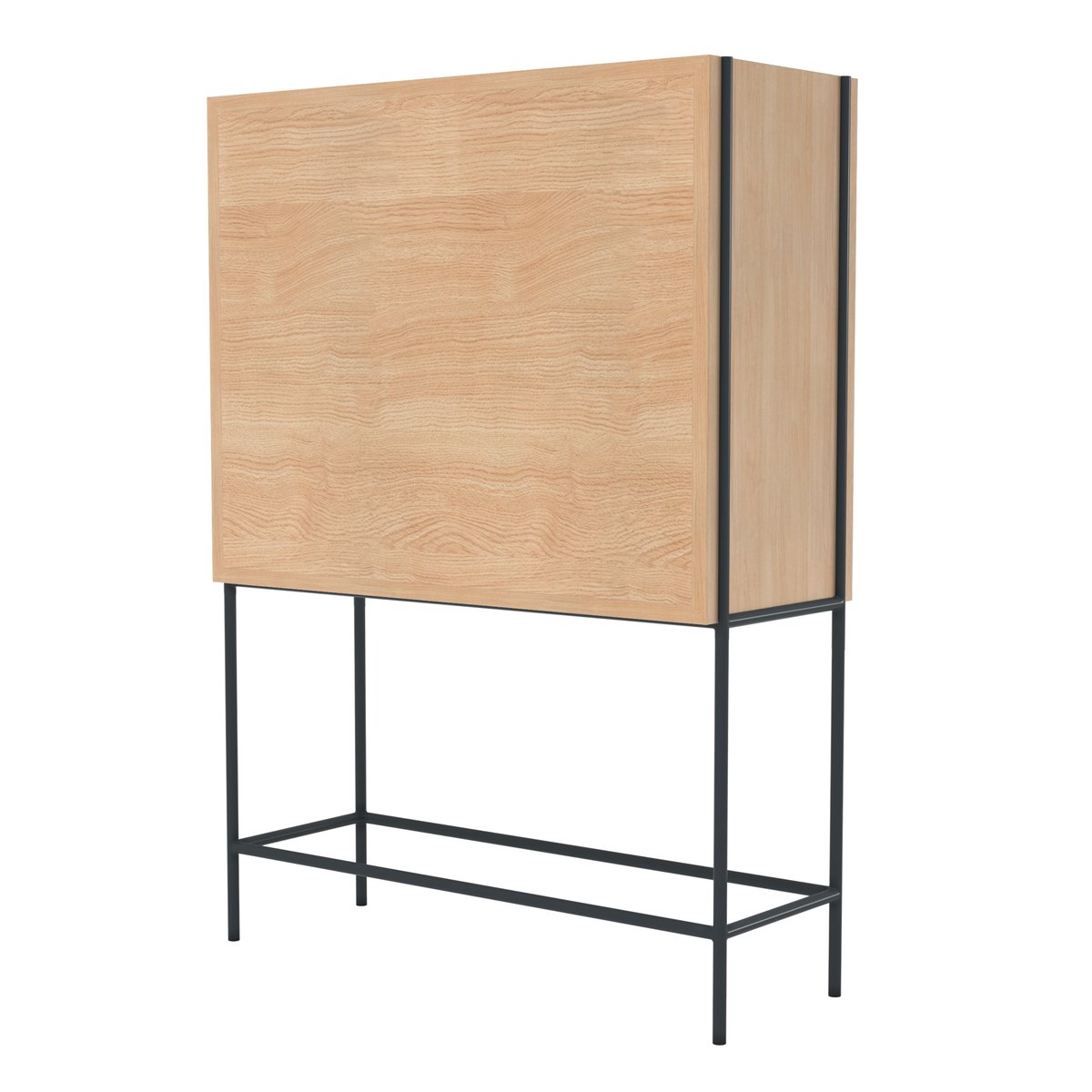 Cabinet en chêne avec portes en métal, GABIN gris ardoise, HARTO