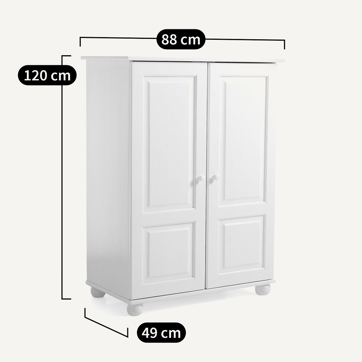 Guarda-fatos, com varão, alt. 120 cm, Redmond branco, SO'HOME
