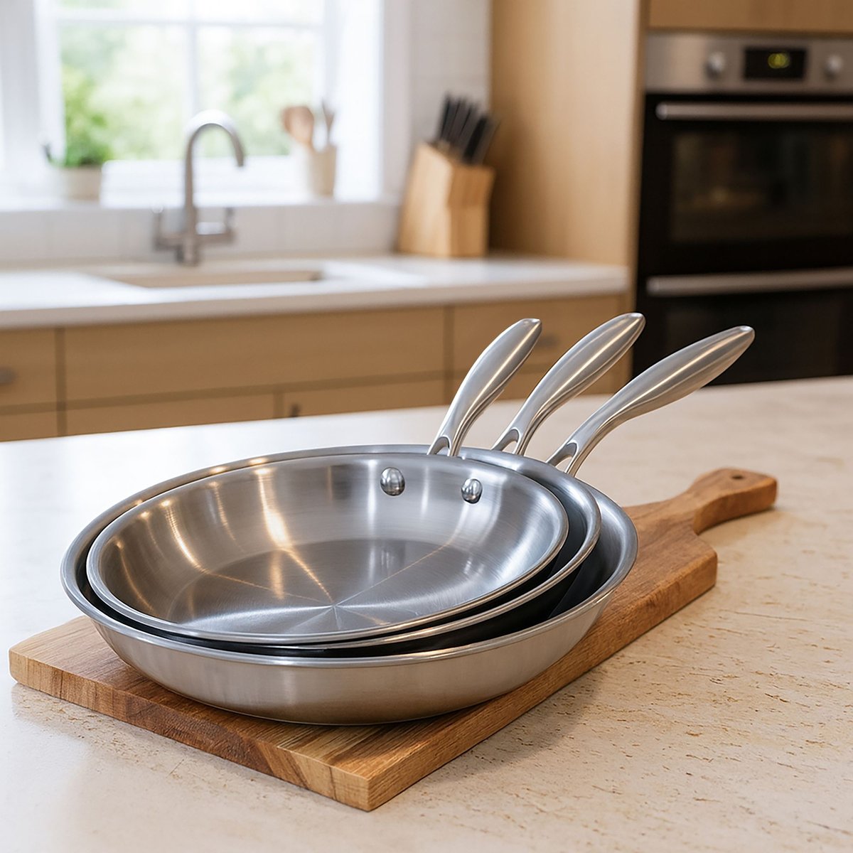 Batterie de cuisine 6 pièces en acier inoxydable, TRINOX inox, MENASTYL