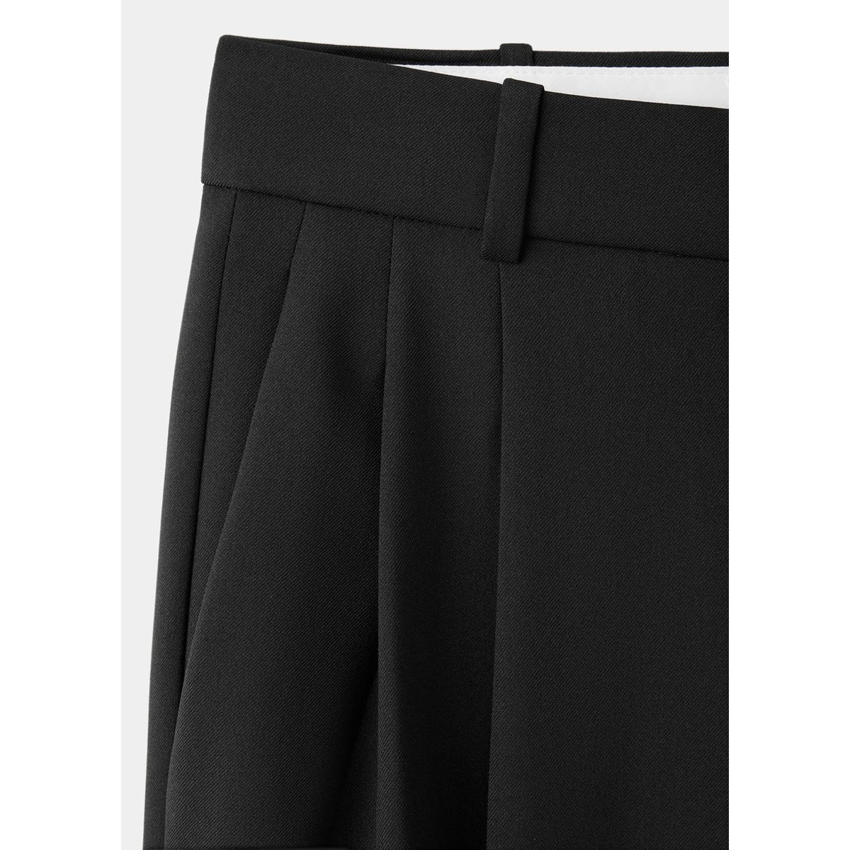 Pantalon droit pinces noir, MANGO