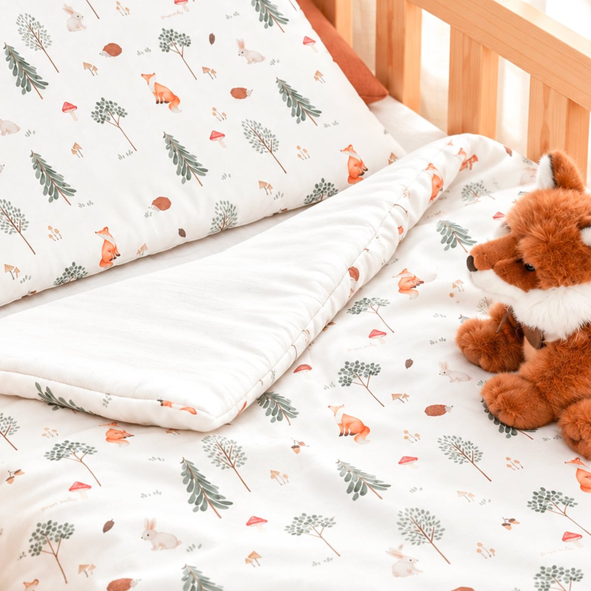 Couette et oreiller - prêt à dormir en satin de coton GALLINA écru, SEVIRA KIDS