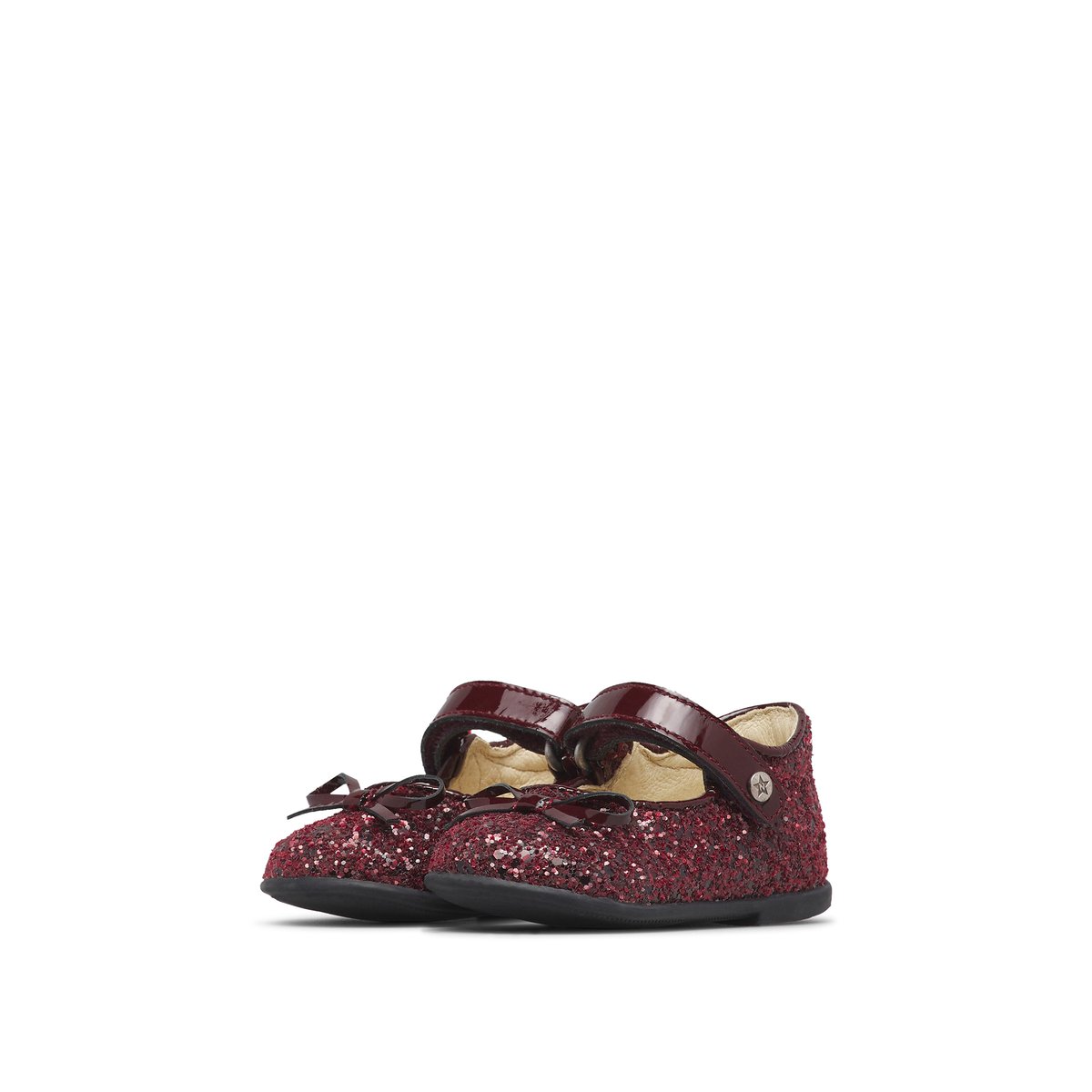 Ballerines en vernis et tissu pailleté BALLET bordeaux-, NATURINO