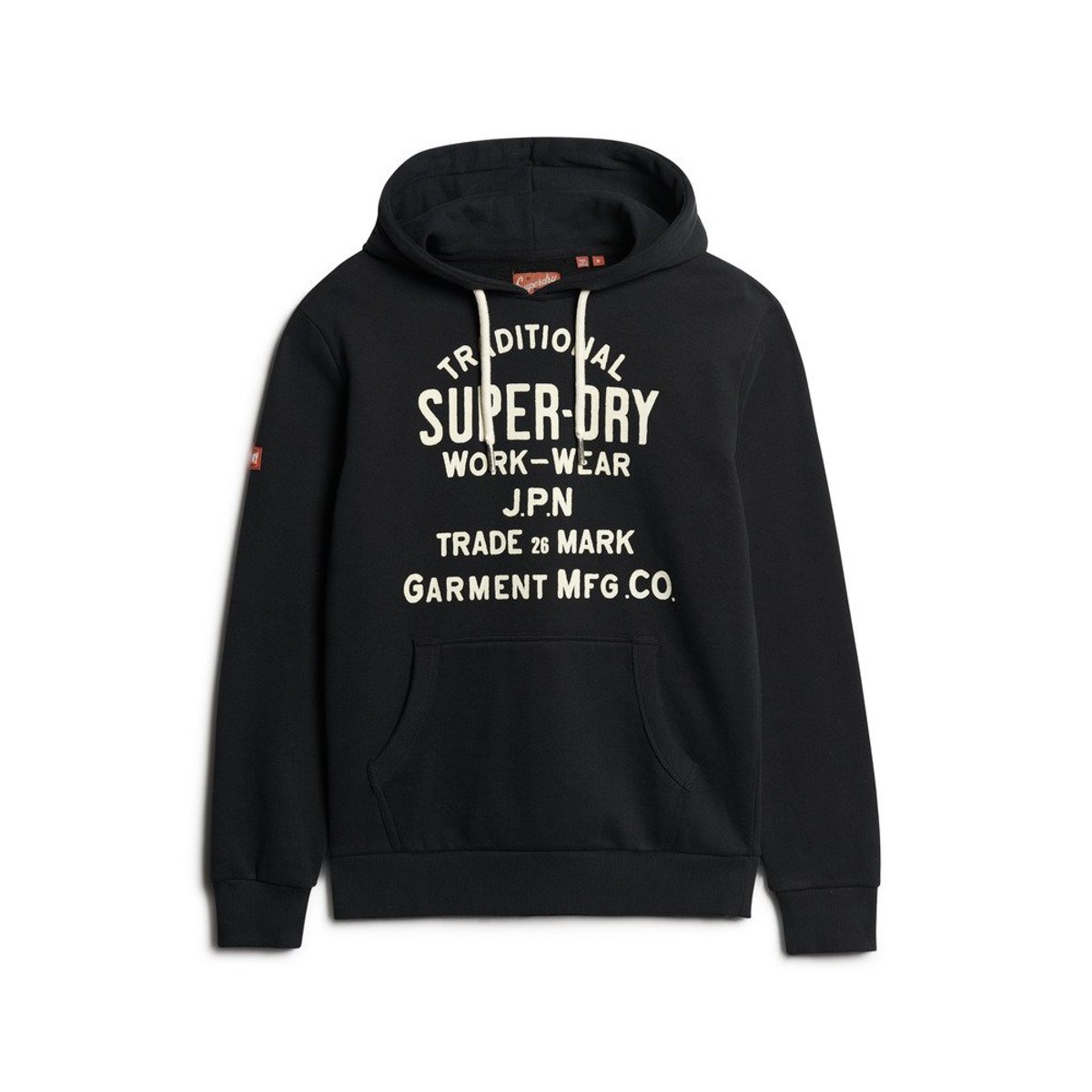Sweat à capuche et motif floqué Workwear noir nero chiné, SUPERDRY