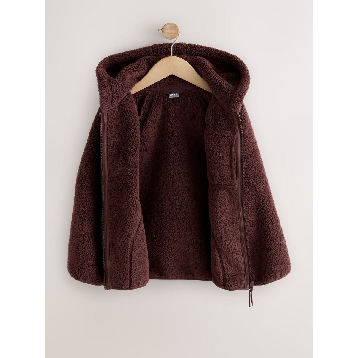 Veste à capuche zippée en polaire marron chocolat, NEXT