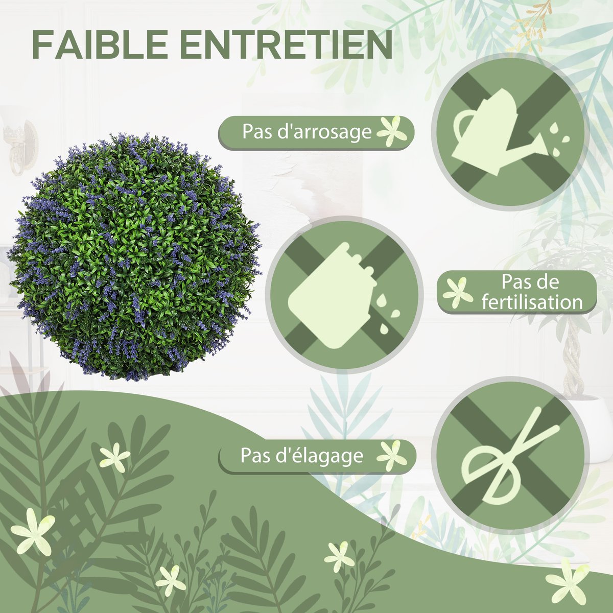 Fleurs artificielles PE Violet vert, HOMCOM