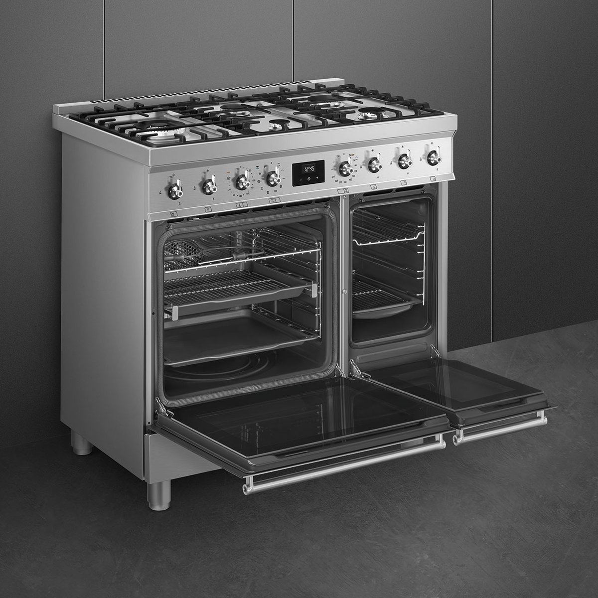 Piano de cuisson gaz 5 feux 90 cm C92GP inox satiné, SMEG