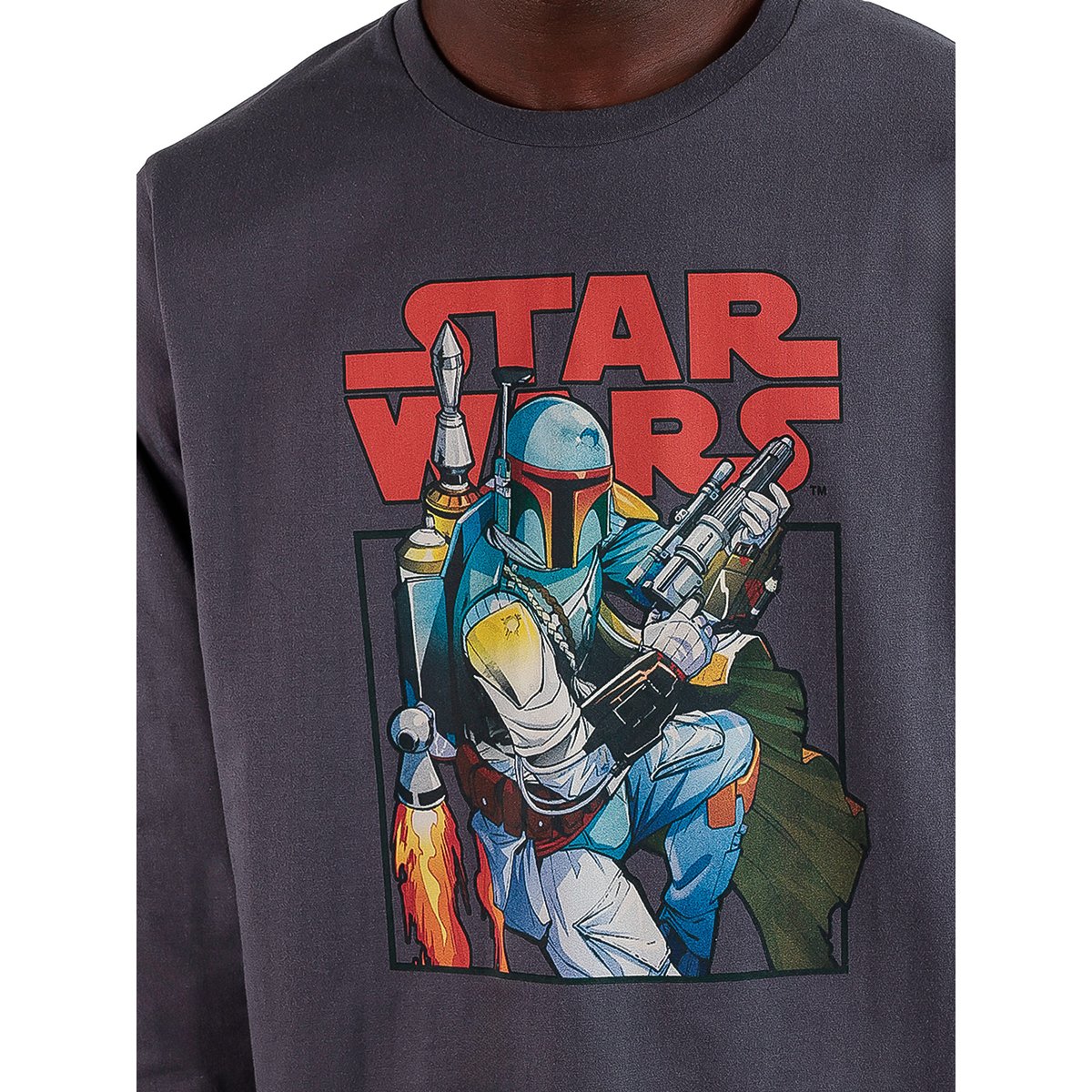 Pyjama pantalon top manches longues Boba Fett Star Wars gris, ADMAS