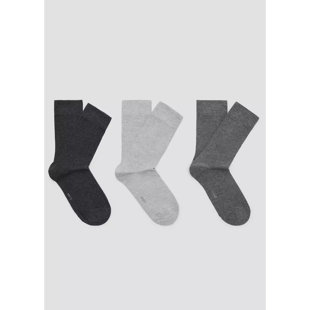 Lot 3 paires de chaussettes longues coton gris, MANGO MAN