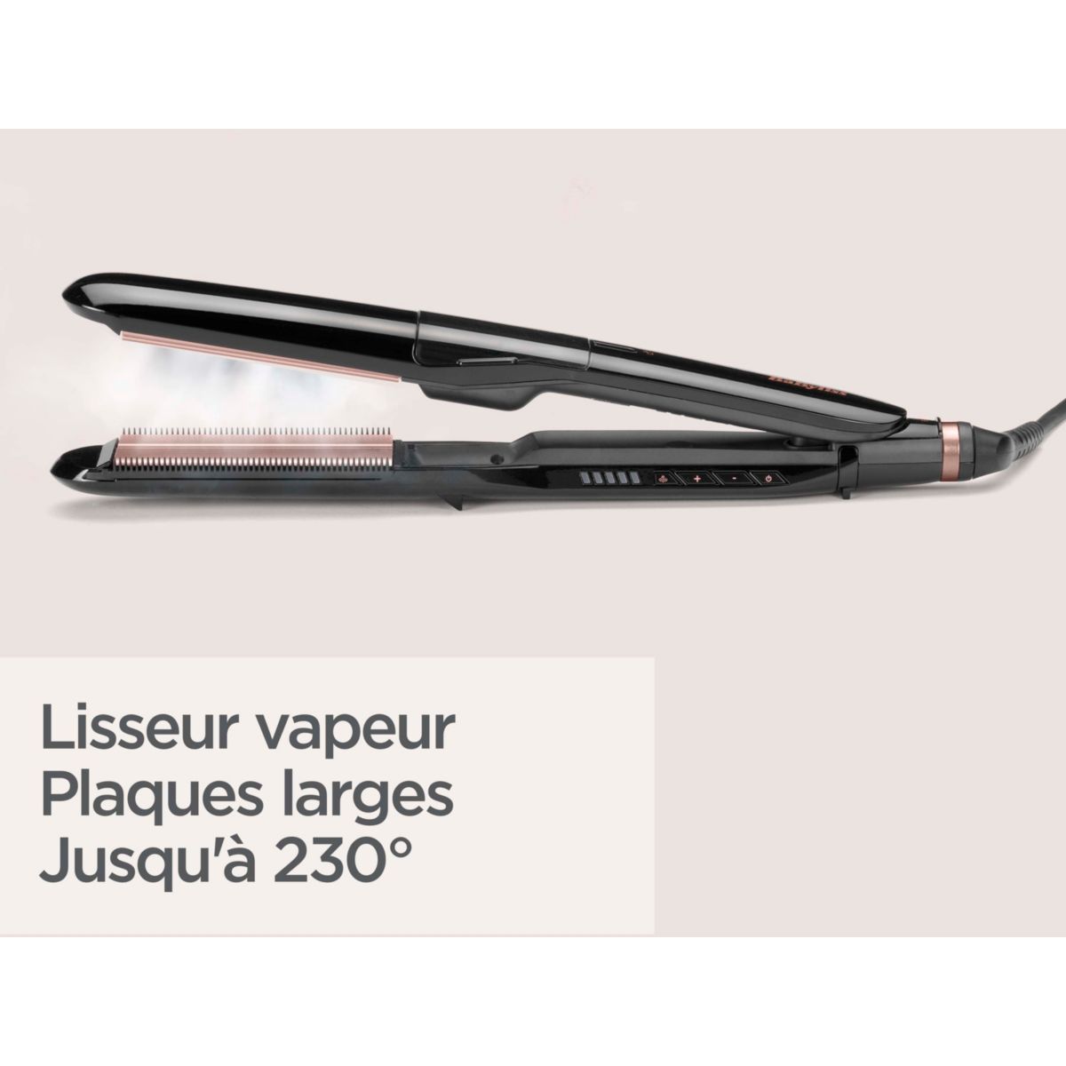 Lisseur vapeur Steam Tourmalin ST493E couleur unique, BABYLISS