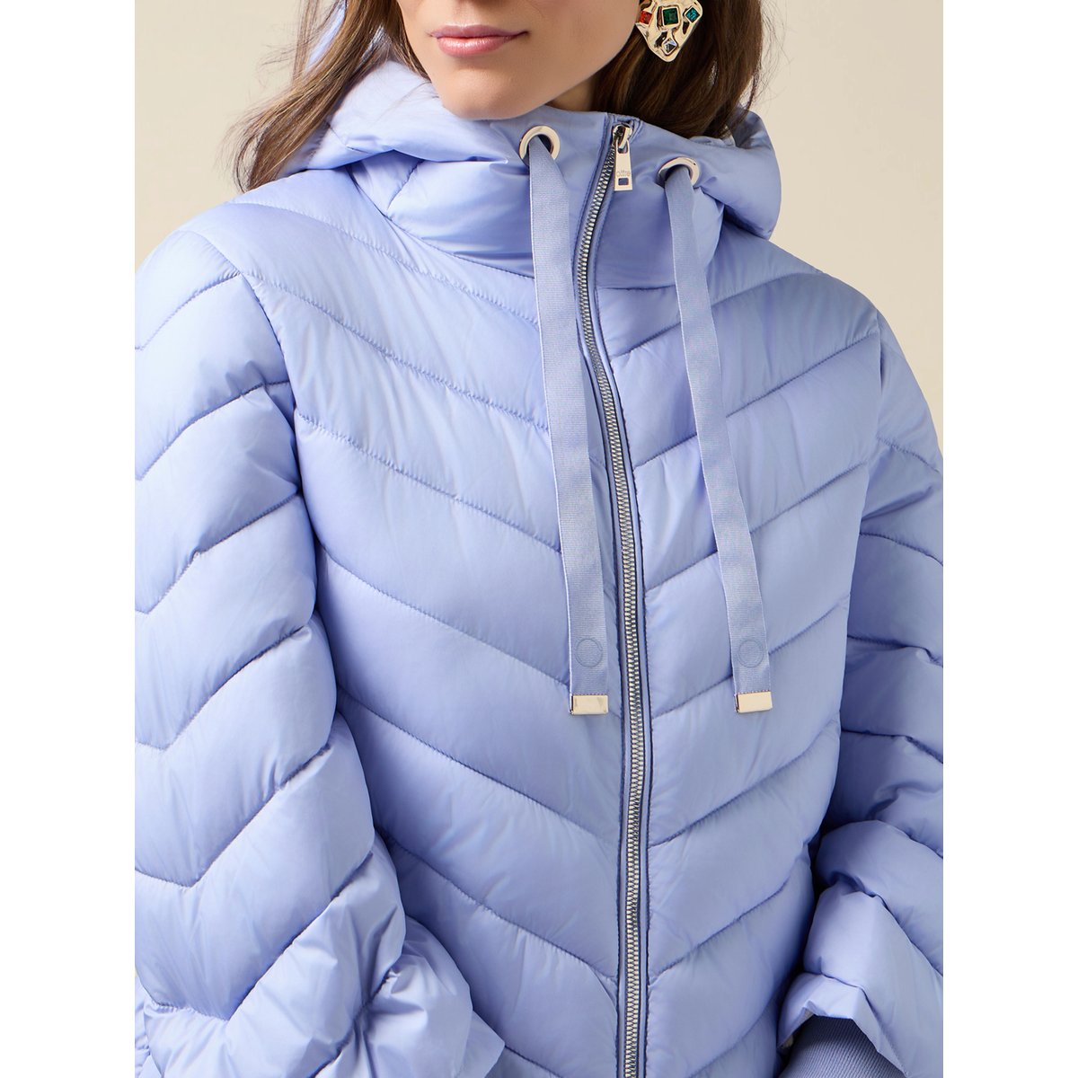 Veste matelassée avec capuche et poignets light - blue, OLTRE