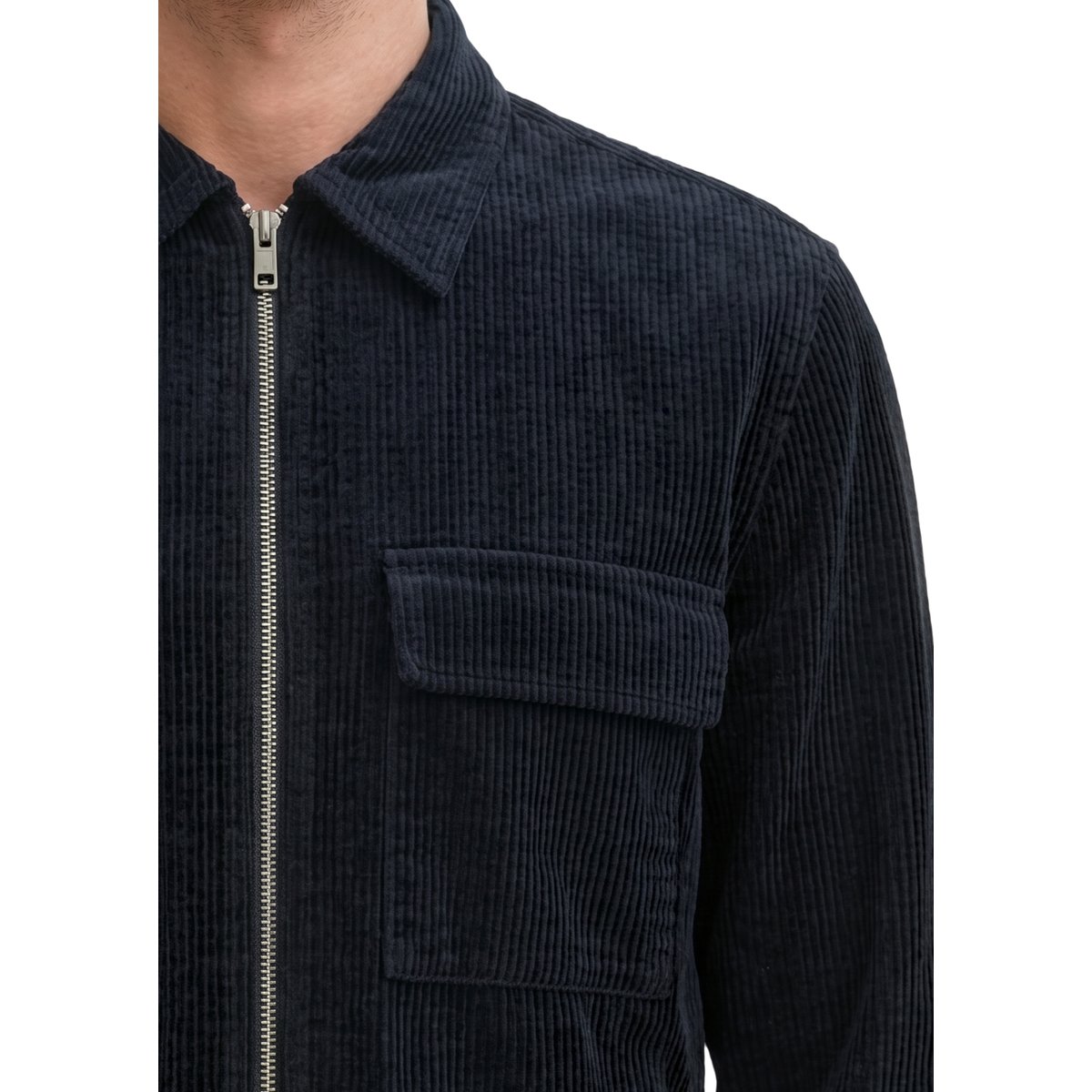 Surchemise en velours côtelé, coupe classique avec fermeture éclair bleu, MARC O'POLO
