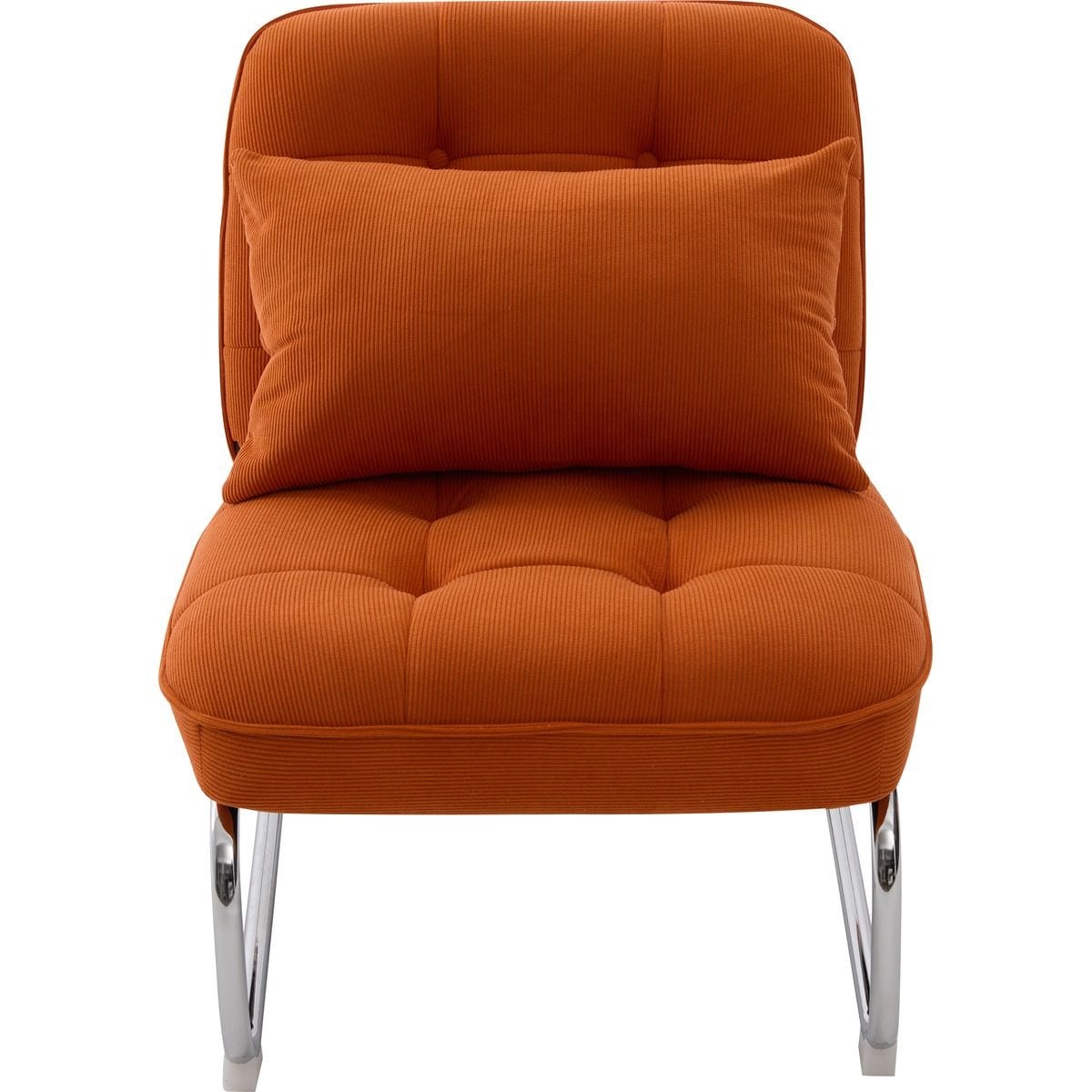 Fauteuil en velours côtelé et piètement chromé - MARVIN orange, HOMIFAB