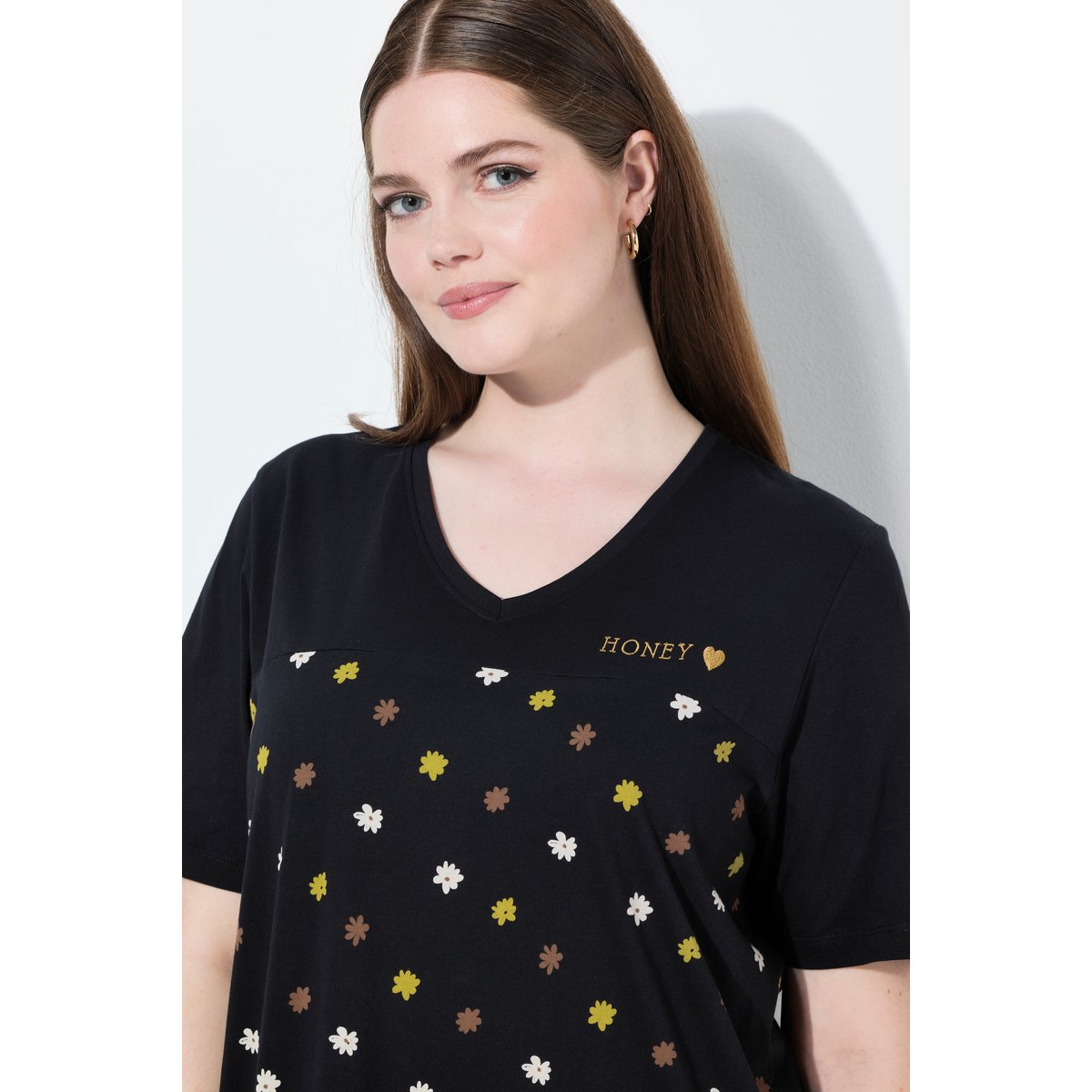 Chemise de nuit à fleurs noir, ULLA POPKEN