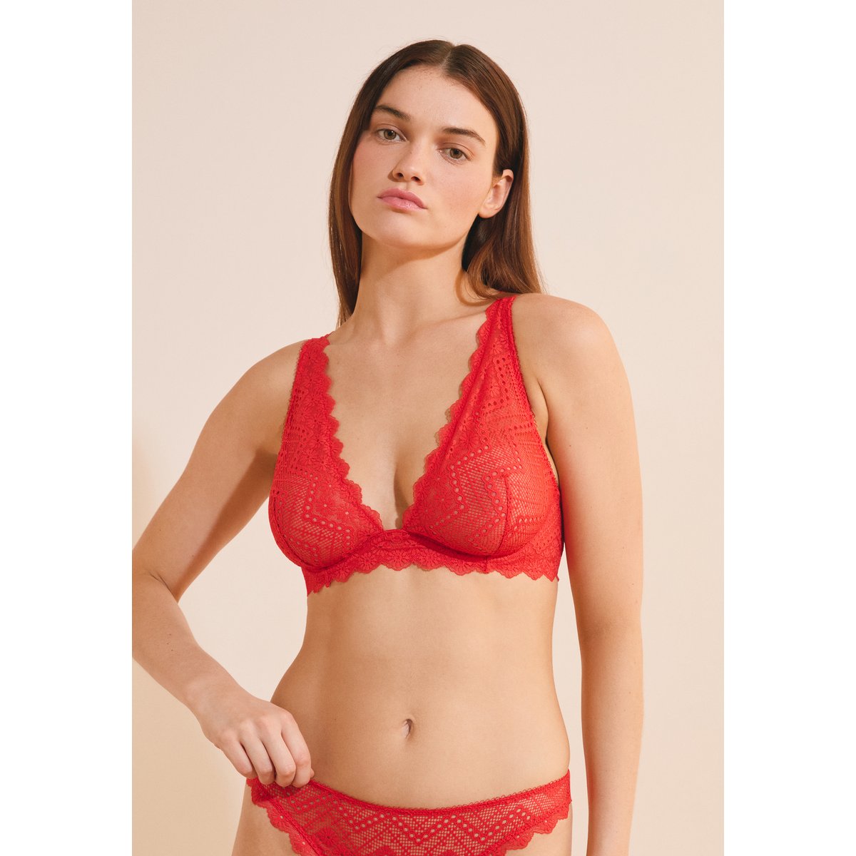 Soutien-gorge N.7 - Le corbeille foulard en dentelle ECLIPSE rouge, ETAM