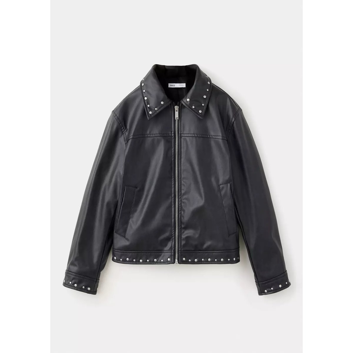Veste effet cuir à clous noir, MANGO KIDS