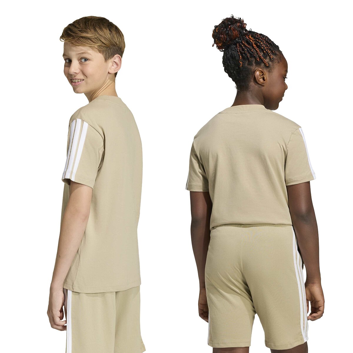 T-shirt a maniche corte a 3 bande ESSENTIALS beige, ADIDAS SPORTSWEAR