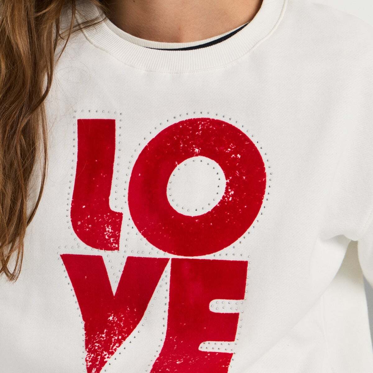 Sweat-Shirt À Col Rond Imprimé blanc cassé, PEPE JEANS