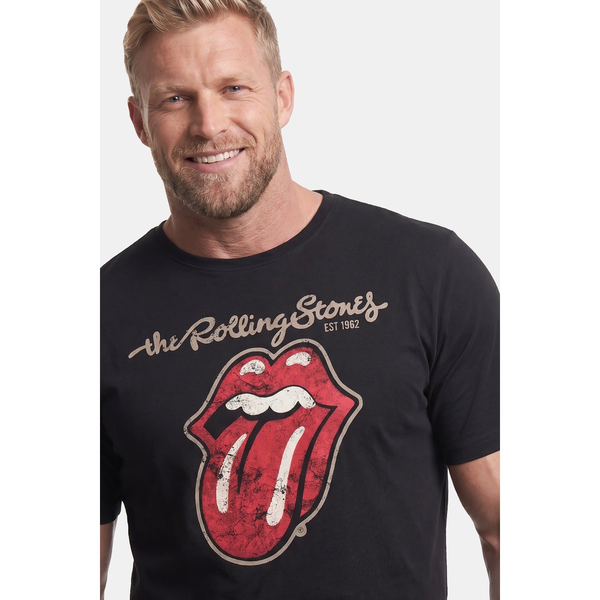 T-shirt à imprimé Rolling Stones et col rond noir, JP1880