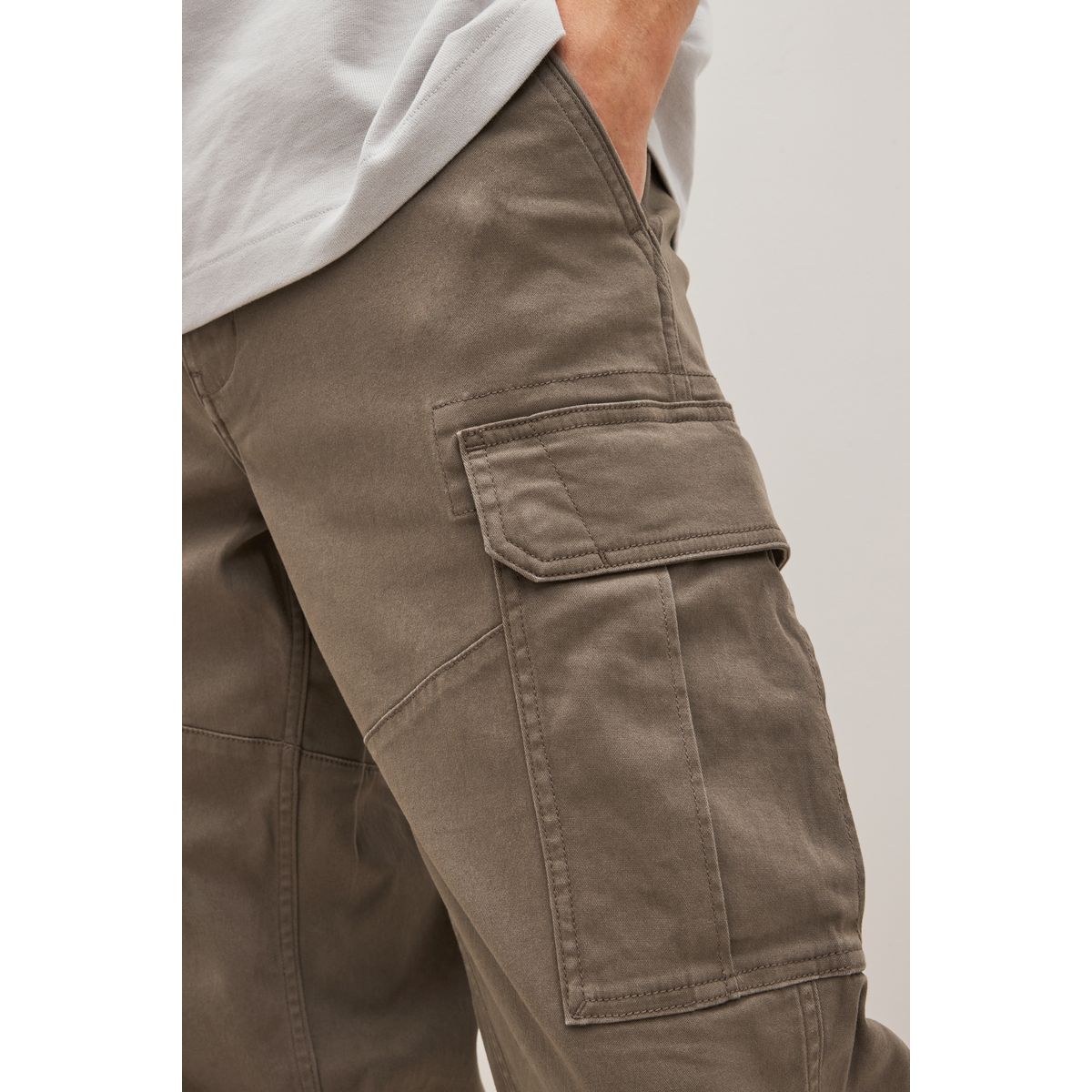 Pantalon cargo droit stretch gris/marron, NEXT
