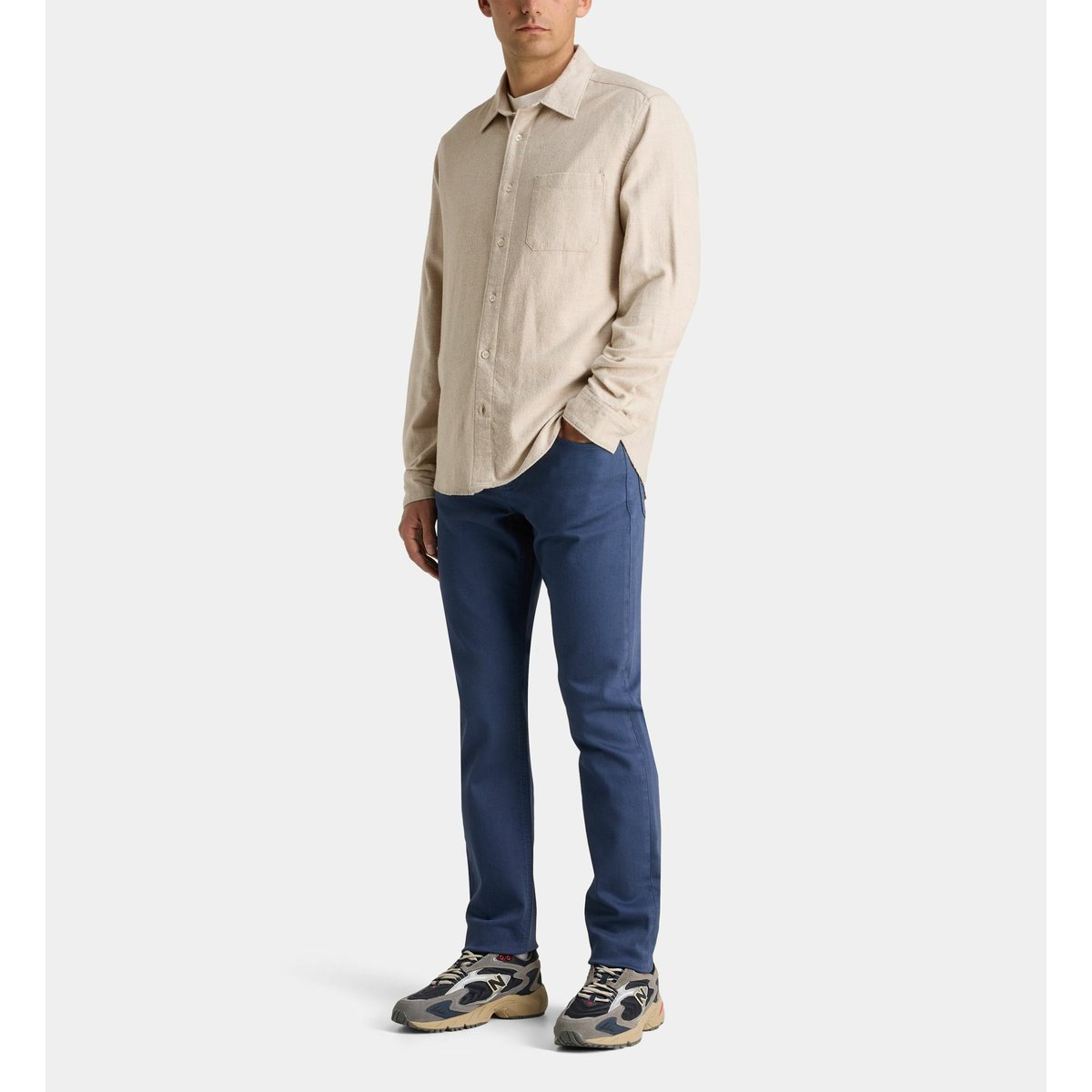 Chemise rirflan droite en coton bio écru et beige, GALERIES LAFAYETTE