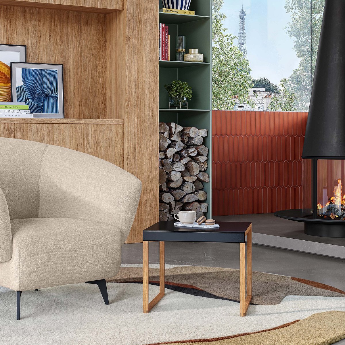 Table d'appoint en acier laqué KILO noir, HABITAT