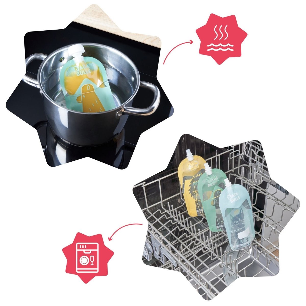 Gourdes réutilisables bébés enfants x15 blanc, BADABULLE