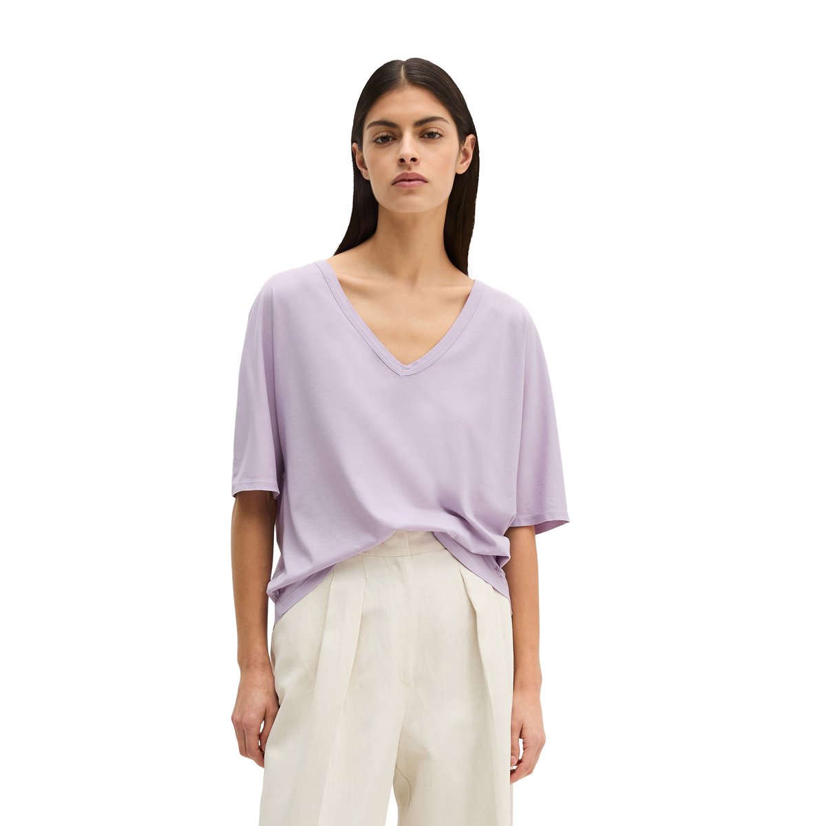 T-shirt loose avec manches coupées lilas, MARC O'POLO