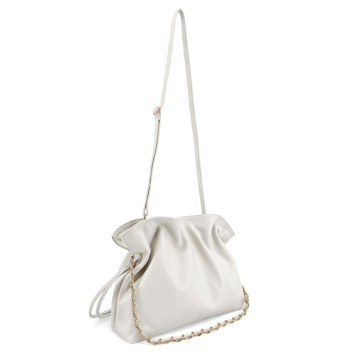 Sac bourse en cuir box calf SISSI blanc, OH MY BAG
