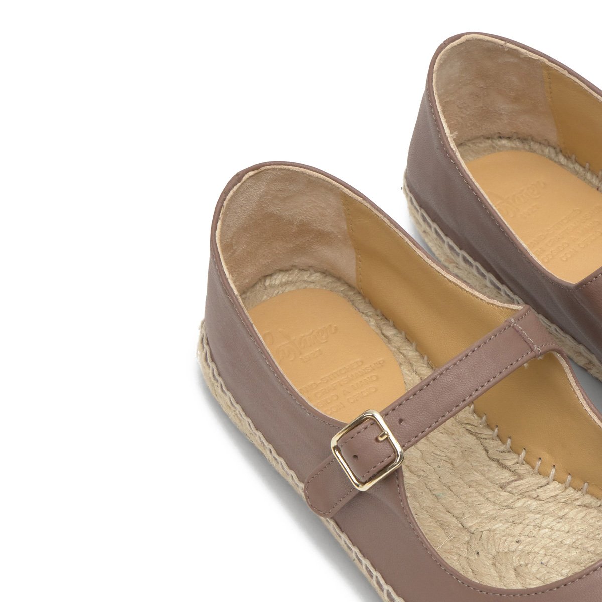 Espadrilles plates style Mary-Jane en cuir nappa PEPA PLATFORM taupe, CASTANER