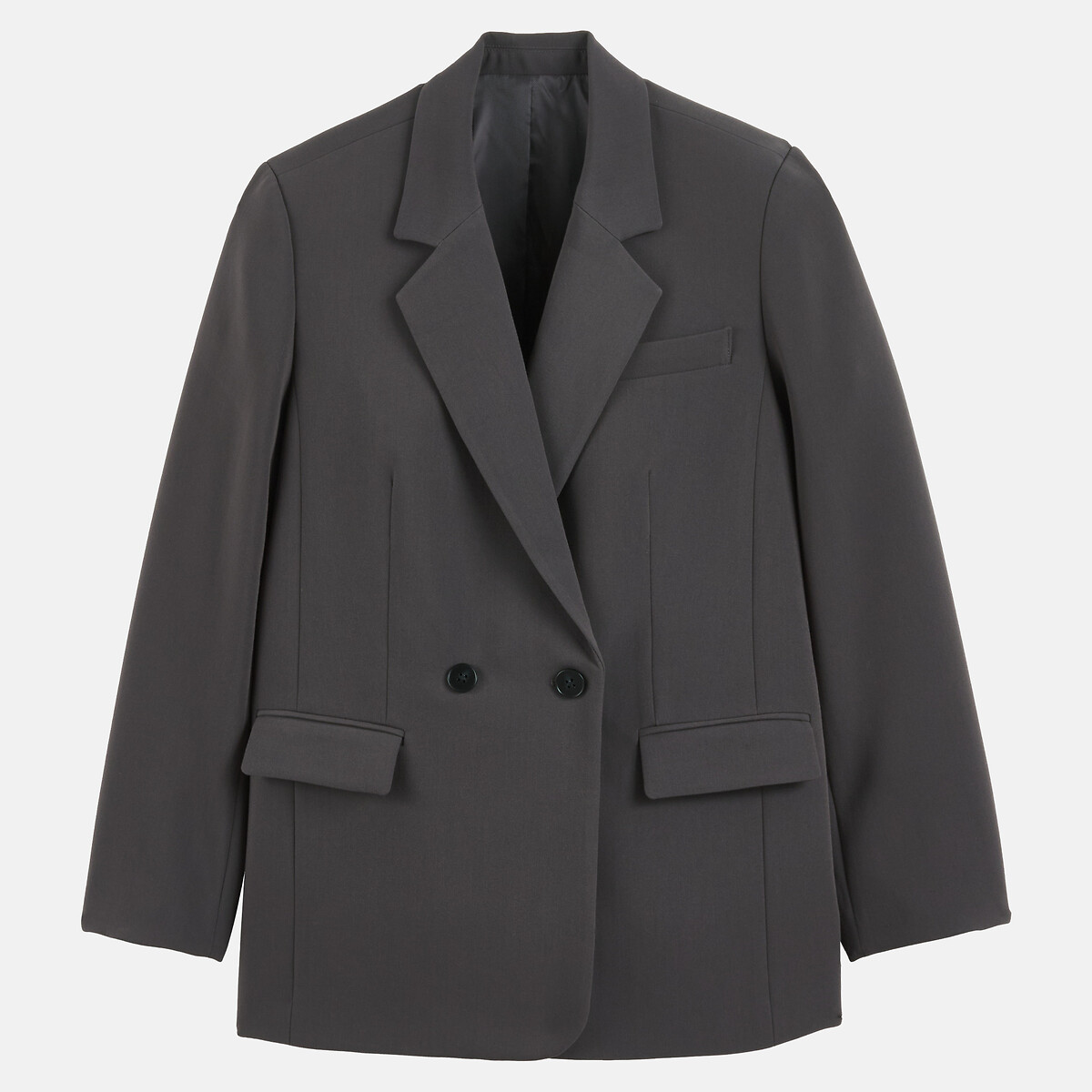 Blazer croisé coupe ample gris anthracite, LA REDOUTE COLLECTIONS