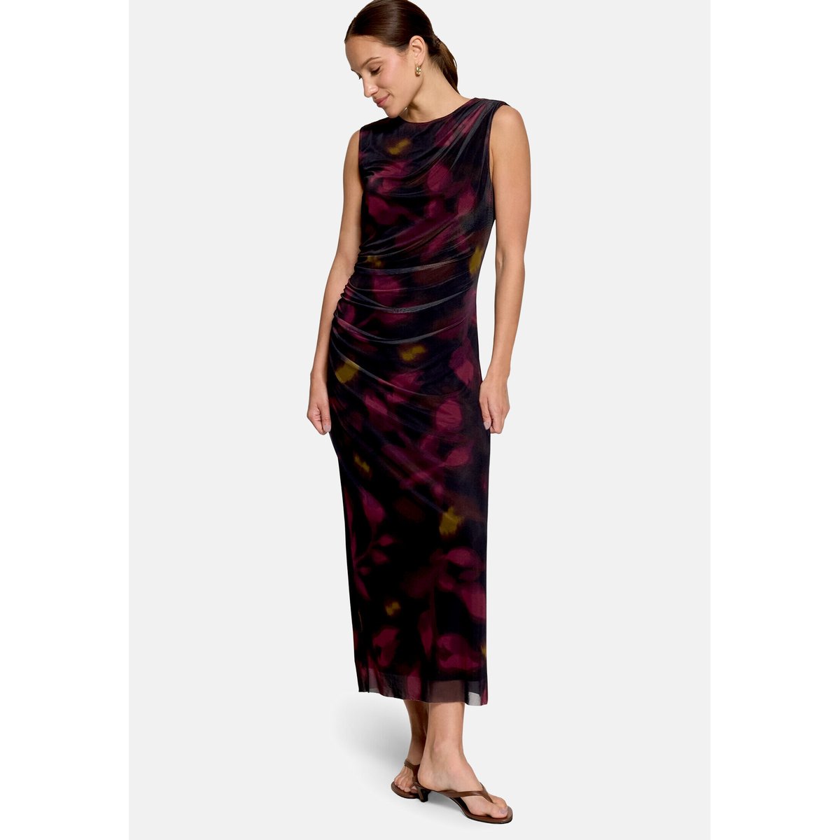 Robe en mesh à imprimé black/dark red, ZERO