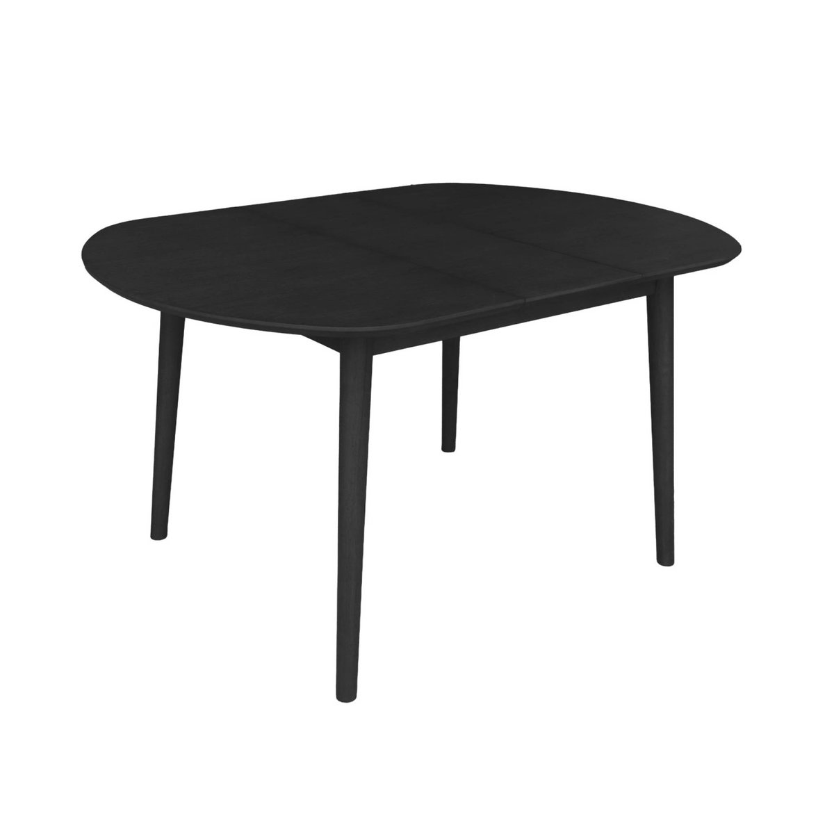 Table à manger ovale extensible bois d'hévéa et placage chêne 4-6 places LISA noir, SWEEEK