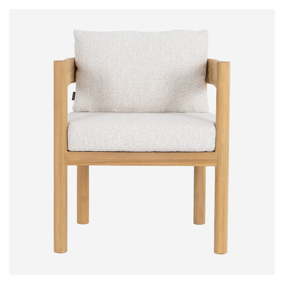 Chaise de jardin en teck massif et tissu imperméable FIGARI blanc cassé, HABITAT