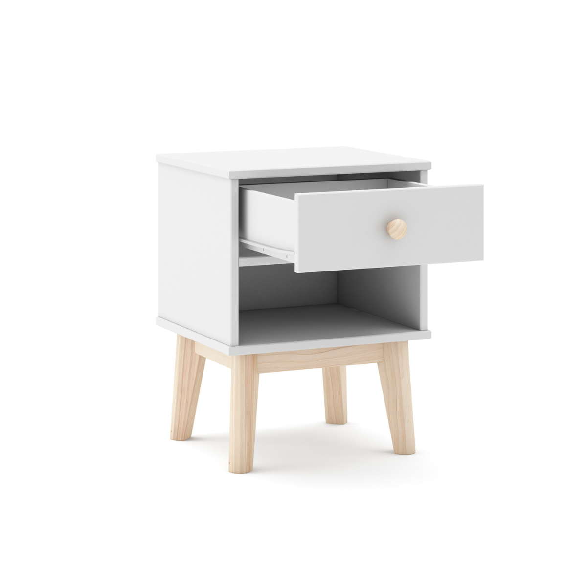 Table de chevet 1 tiroir et 1 niche - SIMON blanc, CALICOSY